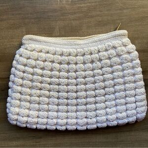 GVC True Vintage 1930s Crochet Popcorn Zip Top 9"(W) X 6" (H) Clutch Bag